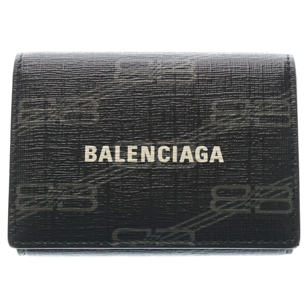 BBモノグラム コンパクトウォレット 三つ折り財布 ブラック 594312 Bランク