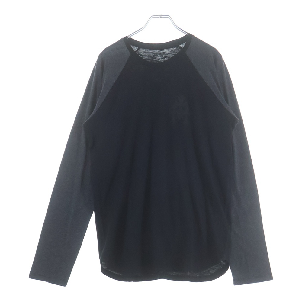 バックセメタリープリント ラグランクルーネック長袖Tシャツ ブラック/グレー Bランク