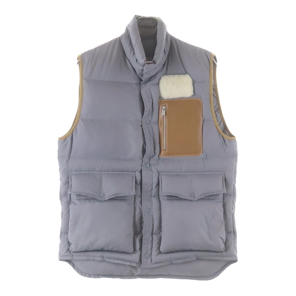 フロントレザーポケット ジップアップダウンベストジャケット グレー UCR4001 Bランク