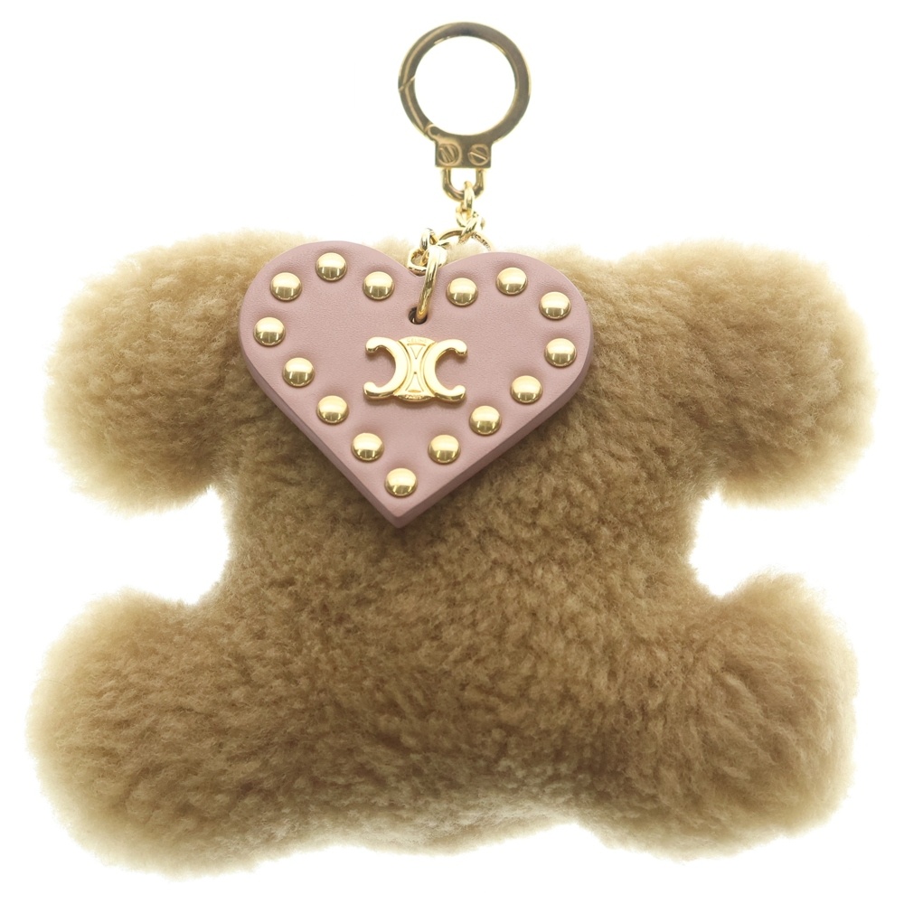 TRIOMPHE POM-POM CHARM ポンポンチャーム トリオンフロゴ バッグチャーム キーリング ピンク/ブラウン 49J663GSH.19PI Bランク