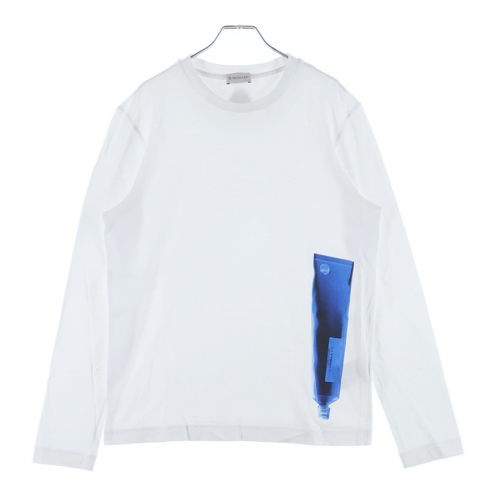 19AW バックロゴ フロントポケットプリント クルーネック長袖Tシャツ ホワイト E20918003250 8390T Aランク