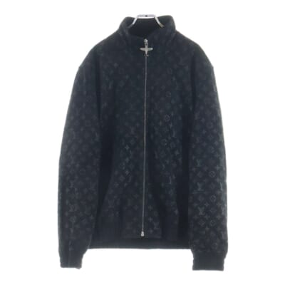 26SS Monogram Debossed Suede Tracksuit Jacket ヌバック ラム スエード レザー ジップアップ ジャケット ブラック 1AHBTV Aランク