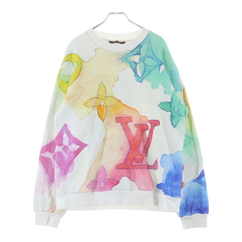 21SS モノグラムウォーターカラージャイアントクルーネックスウェット モノグラムプリント トレーナー ホワイト RM211V AU4 HLY02W Bランク