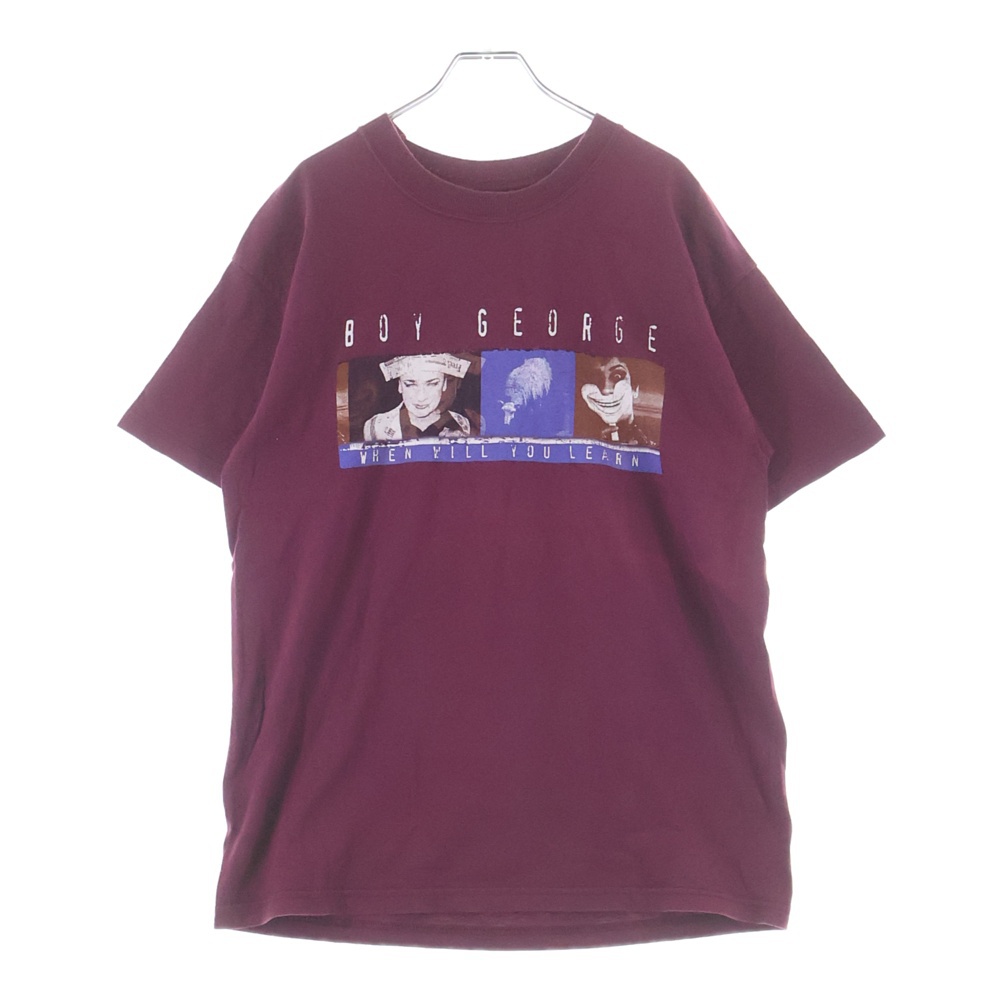 90s BOY GERGE WHEN WILL YOU LEARN SCREEN STARS ボーイ・ジョージ 半袖カットソーTシャツ レッド Bランク
