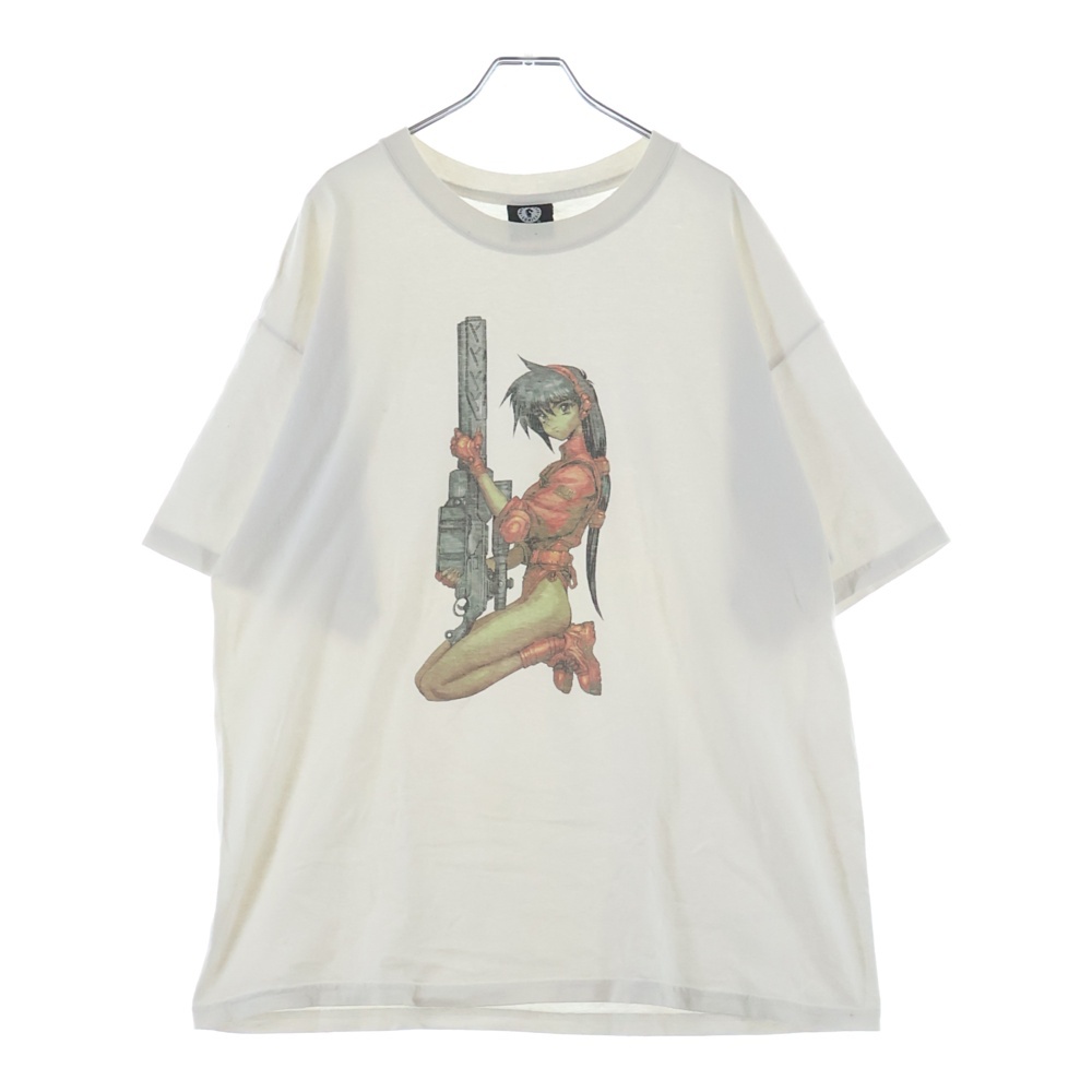 90S PIECES BALLISTICS SF ANIME 士郎正宗 イラスト アニメ 半袖Tシャツ カットソー ホワイト Bランク