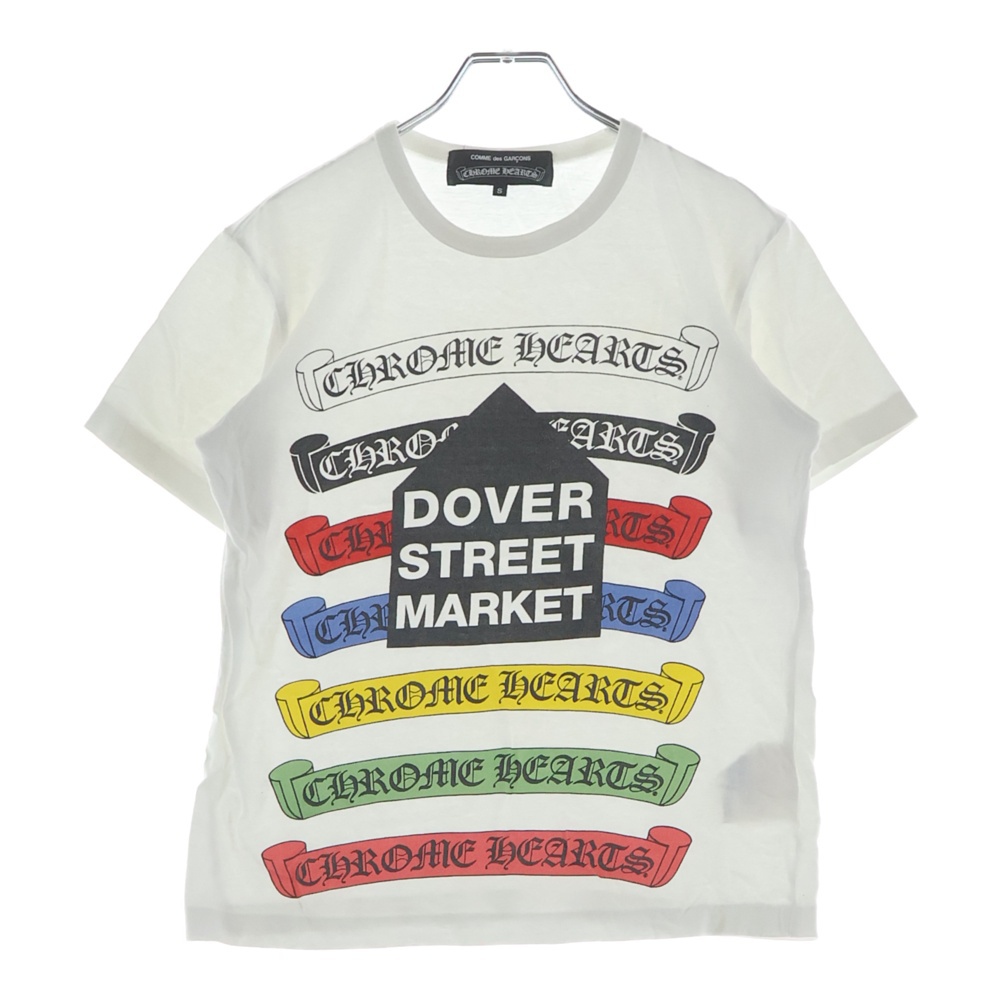 12SS ×COMME des GARCONS (コムデギャルソン) DSMG別注 マルチスクロールラベル ロゴプリント 半袖Tシャツ カットソー ホワイト Bランク