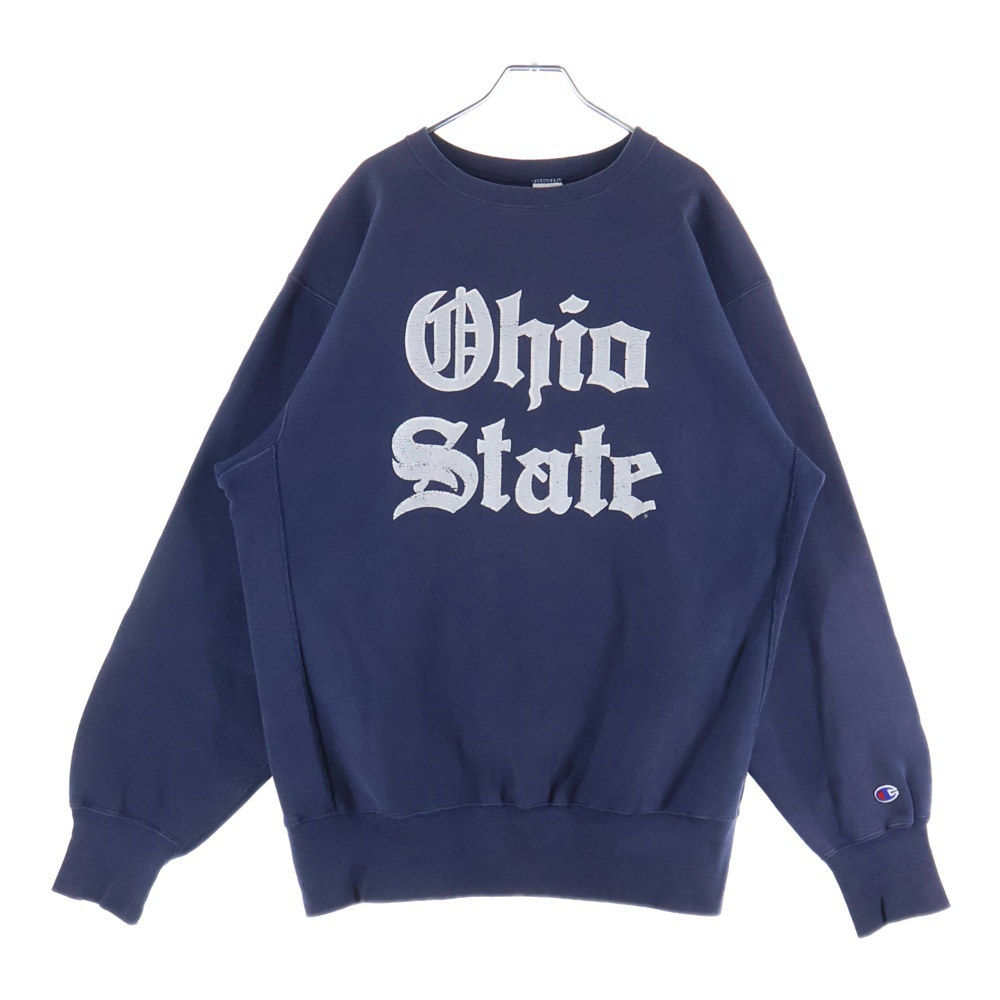 90S REVERSE WEAVE OHIO STATE OLD ENGLISH SWEAT リバース ウィーブ オハオ オールドイングリッシュ ナス紺 スウェット トレーナー ネイビー Bランク
