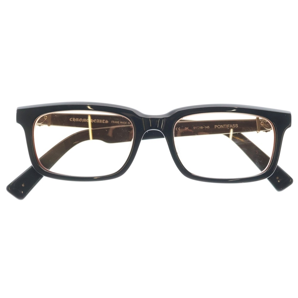 PONTIFASS BSフレア装飾 スクエアレンズサングラス アイウェア ブラック/シルバー Bランク