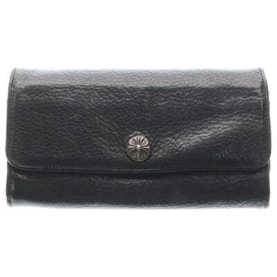 JUDY CROSS BALL ジュディ クロス ボール ボタン レザーウォレット 長財布 ブラック Bランク