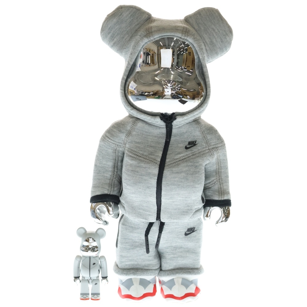 ×NIKE TECH FLEECE N98 BE@RBRICK 100%&400% ナイキ テックフリース ベアブリック グレー Aランク