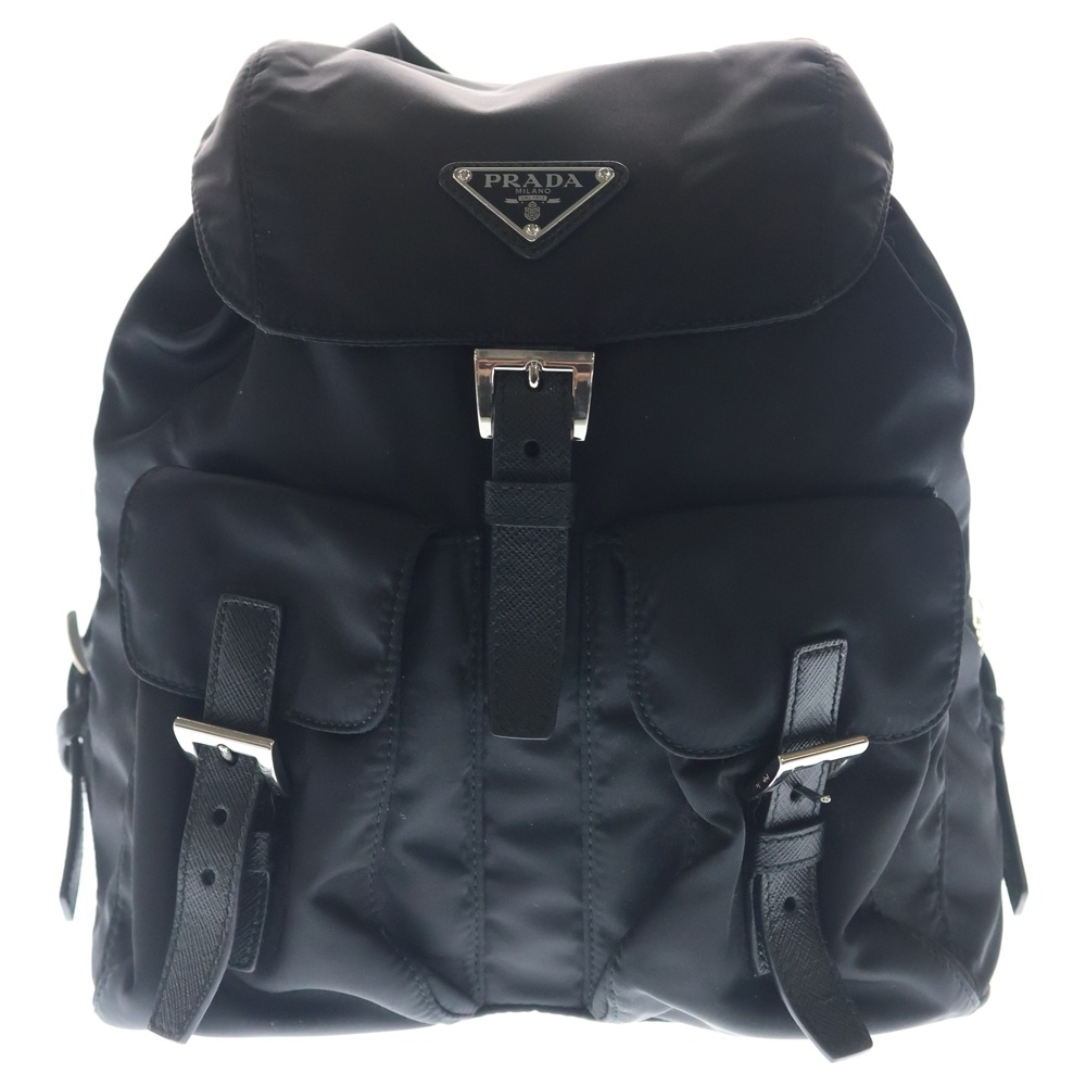 Re-Nylon リナイロン トライアングルロゴ バックパック ブラック 1BZ677 Aランク