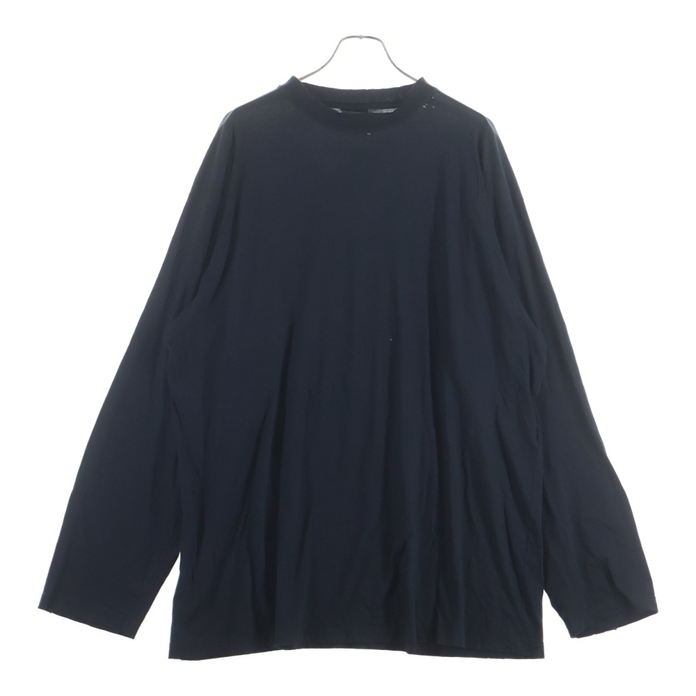クラッシュ加工 ネックロゴ 長袖Tシャツ カットソー 739783 TOVF4 ブラック Bランク