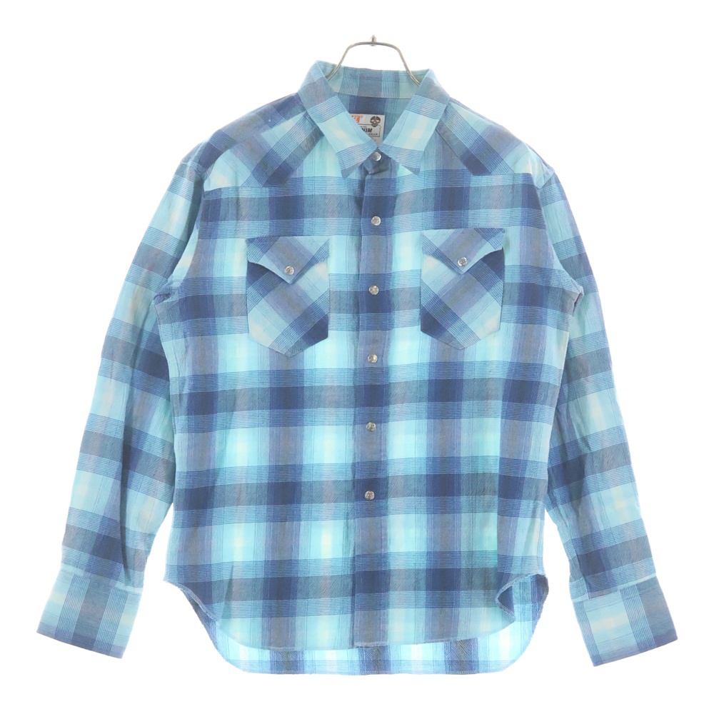 Western-Style Long-Sleeved Check Shirt ウエスタン長袖チェックシャツ ブルー SCSH-S2405 Aランク