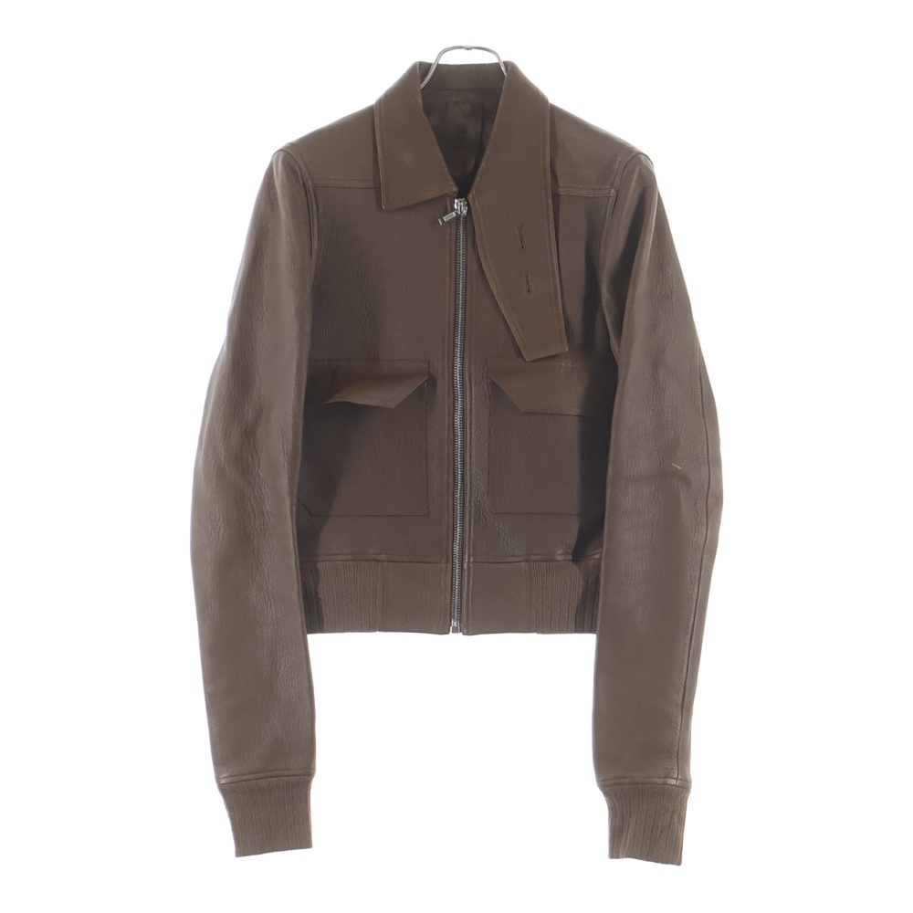 16AW Glitter Trench Cropped Ram Leather Jacket ラムスキン シングルレザージャケット ブラウン RR16F6715-LBU Aランク