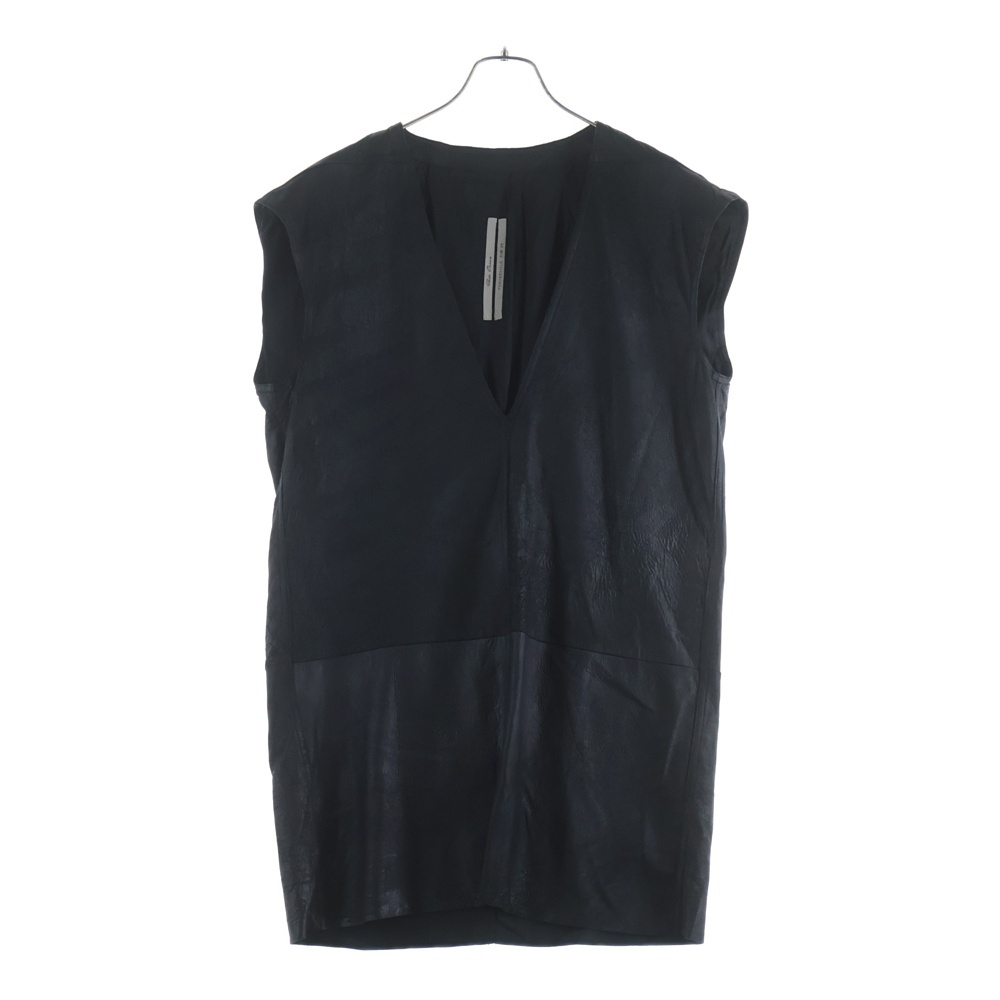 24AW DYLAN ラムレザー Vネックタンクトップ カットソー ブラック RU02D6157-LBA Sランク