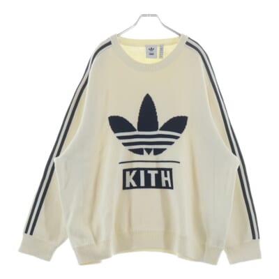 ×adidas Football Knit Sweater ×アディダス フロントロゴ クルーネックニット セーター ホワイト JF3232 Aランク