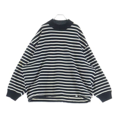 BEACON ビーコン ボーダー モックネック 長袖Tシャツ カットソー 20WBM-T07238 ブラック Bランク