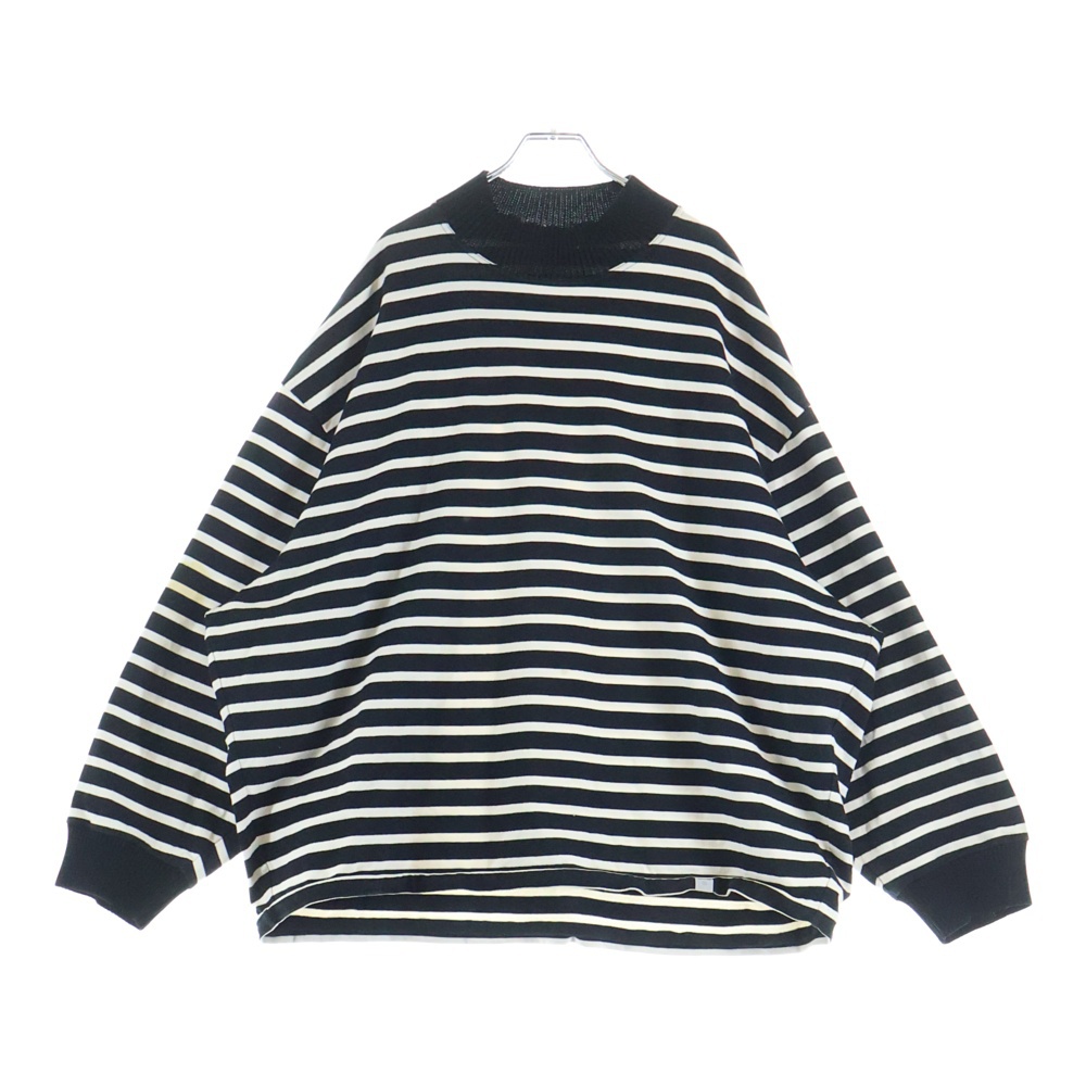 BEACON ビーコン ボーダー モックネック 長袖Tシャツ カットソー 20WBM-T07238 ブラック Bランク
