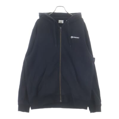 20AW ロゴプリント ヴィンテージチェック スウェットプルオーバーパーカー 8025684 ブラック Bランク