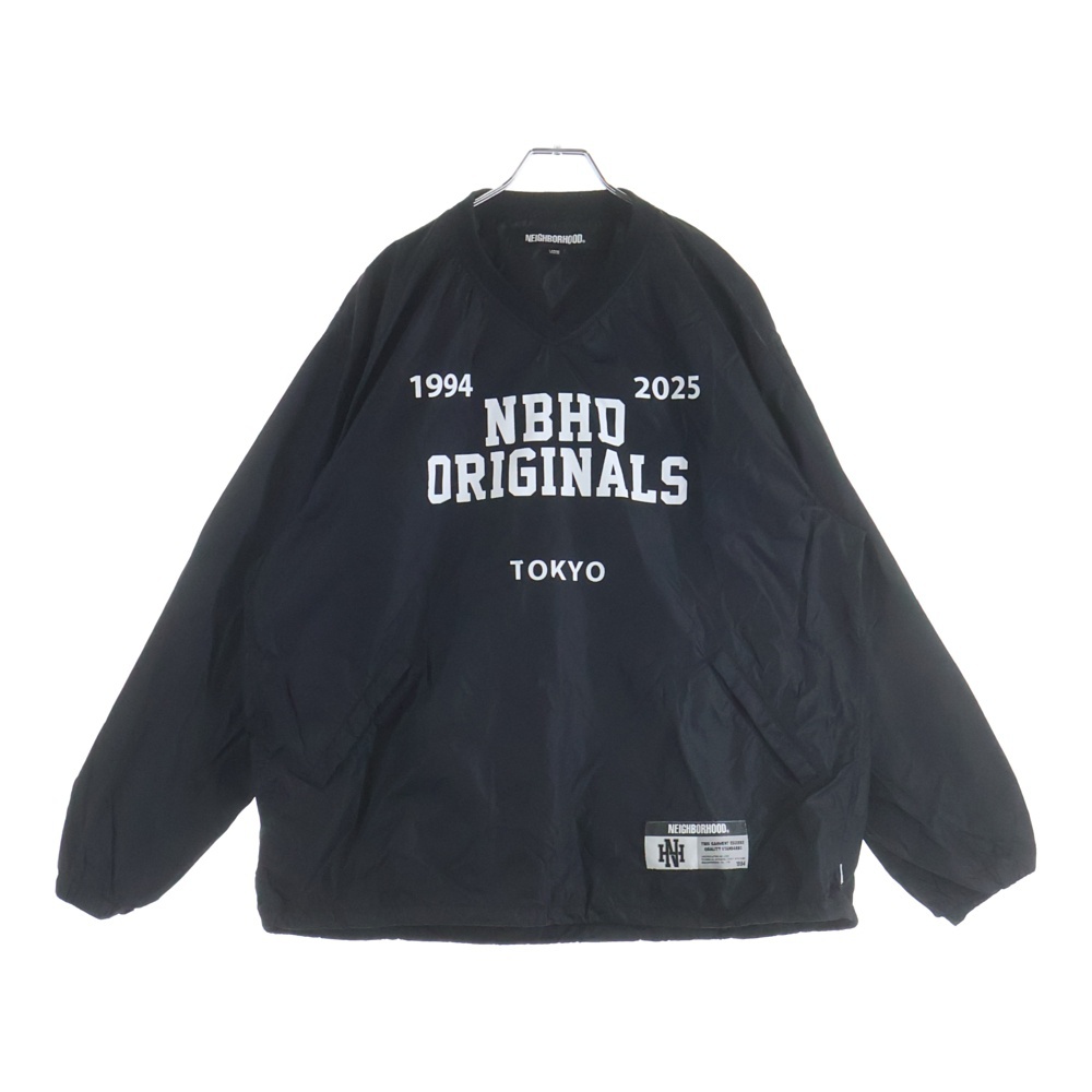 PULLOVER SHIRT LS プルオーバーシャツ ロングスリーブ ロゴプリントVネックナイロン長袖Tシャツ 252TSNH-SHM04 ブラック Bランク