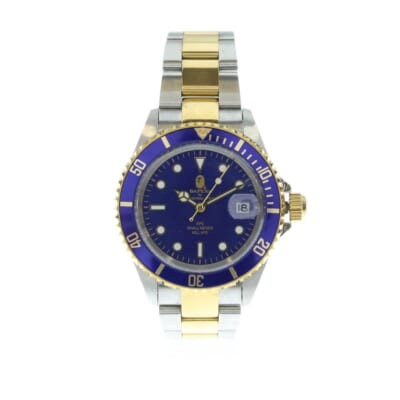 TYPE 1 BAPEX タイプ1 ベイペックス サルマリーナ 自動巻き 腕時計 青文字盤 シルバー/ゴールド T001 Bランク