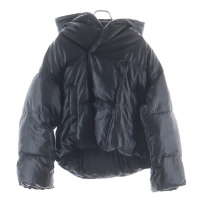 W-MYLEY フェイクレザー パファージャケット ブラック A20928 Sランク