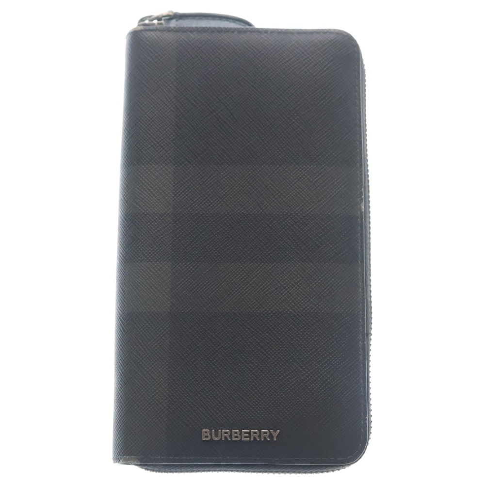 Check Zip Wallet ロゴ チェック ジップウォレット 長財布 ブラック 8070254 Bランク