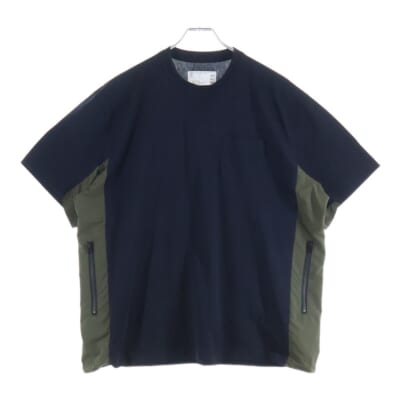 リップストップパネル 半袖Tシャツ カットソー ネイビー/カーキ 24-03473M Aランク