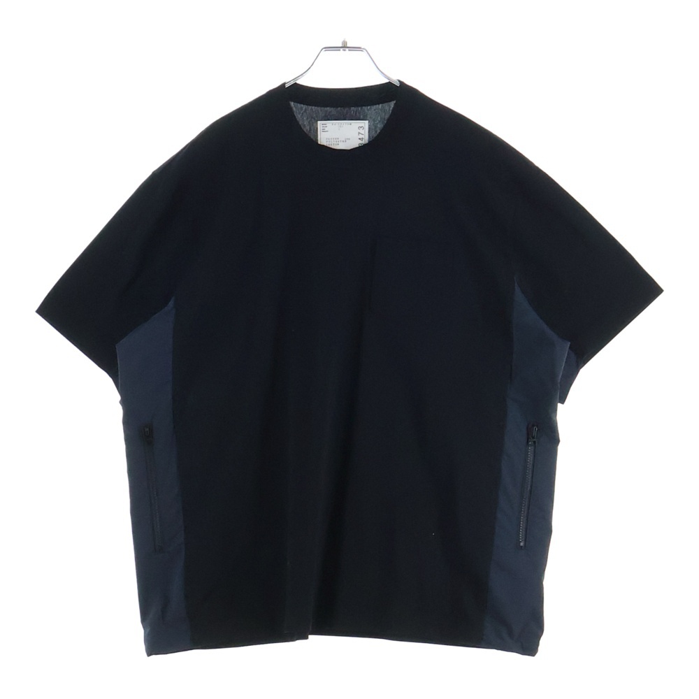 リップストップパネル 半袖Tシャツ カットソー ブラック 24-03473M Aランク