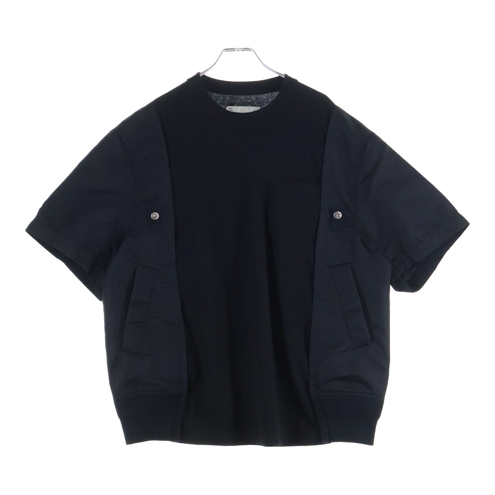 ナイロン切替 半袖Tシャツ カットソー ブラック 24-03457M Aランク