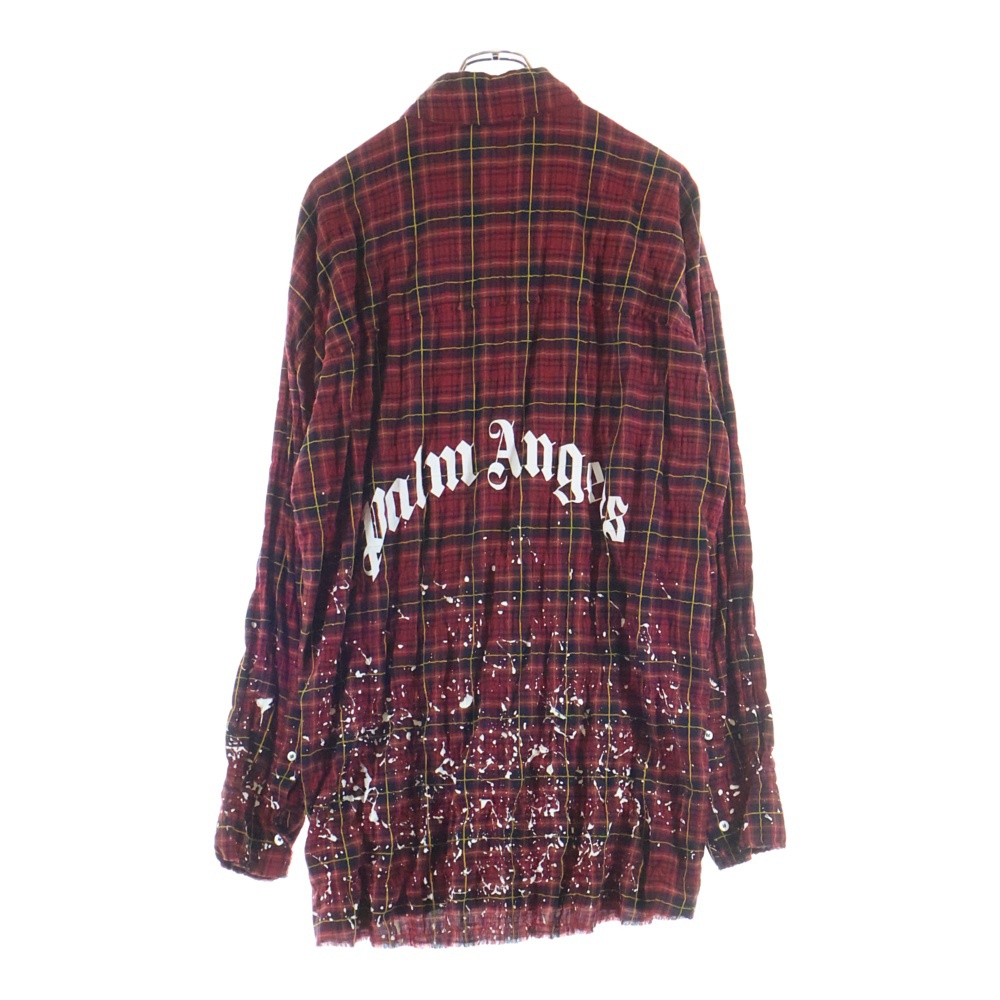 20AW FLANNEL CURVED LOGO OVERSHIRT アーチロゴ ペイント加工 フランネル 長袖シャツ レッド PMGA079F20FAB001 Bランク