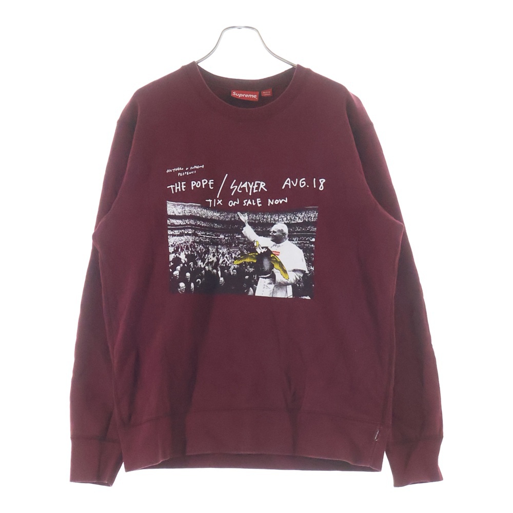 16SS × ANTIHERO Pope Crewneck アンタイヒーロー フロントフォトプリント スウェットトレーナー レッド Bランク