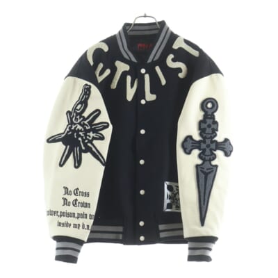 Crosses University Jacket 25 クロス ユニバーシティー スタジアムジャケット ブラック/ホワイト 2401120101 Bランク