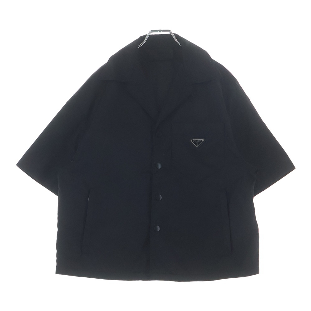RE-NYLON リナイロン トライアングルロゴ ナイロン オープンカラー 半袖シャツ SC449 S182 1WQ8 ブラック Aランク