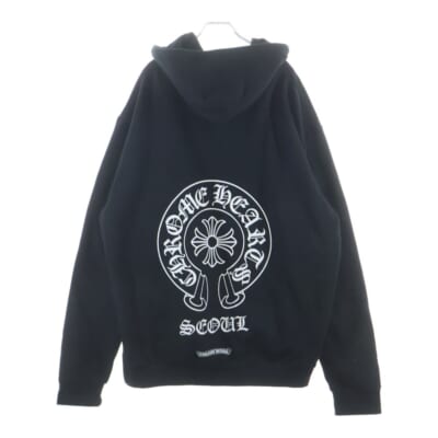 SWTSHRT HD ZIP LTD ソウル限定 バックホースシュープリント シップアップフーディパーカー ブラック Bランク