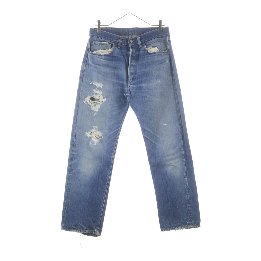 70s BIG後期 平行ステッチ 通常R ボタン裏6 501 ストレートデニム インディゴ Cランク