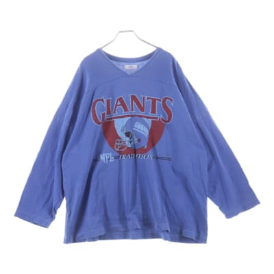 Oversized Printed Cotton Jersey Vネック オーバーサイズ フロントプリント ロングスリーブTシャツ ブルー Bランク