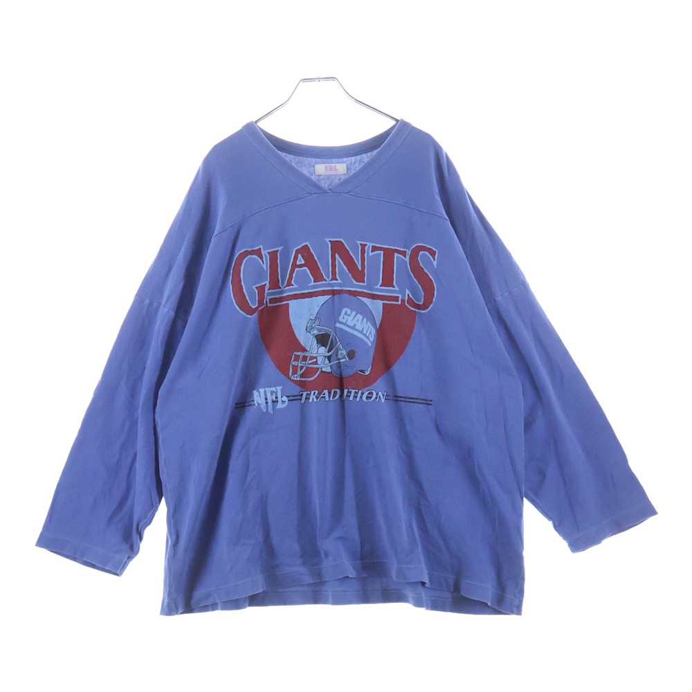 Oversized Printed Cotton Jersey Vネック オーバーサイズ フロントプリント ロングスリーブTシャツ ブルー Bランク