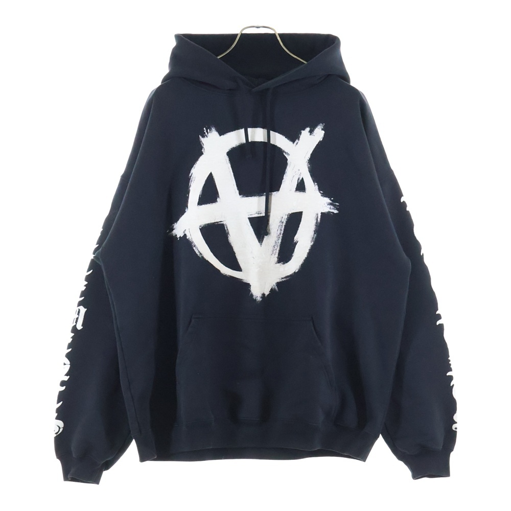 23SS DOUBLE ANARCHY LOGO HOODIE ダブルアナーキーロゴフーディ UE63HD341X プルオーバーパーカー ブラック Bランク