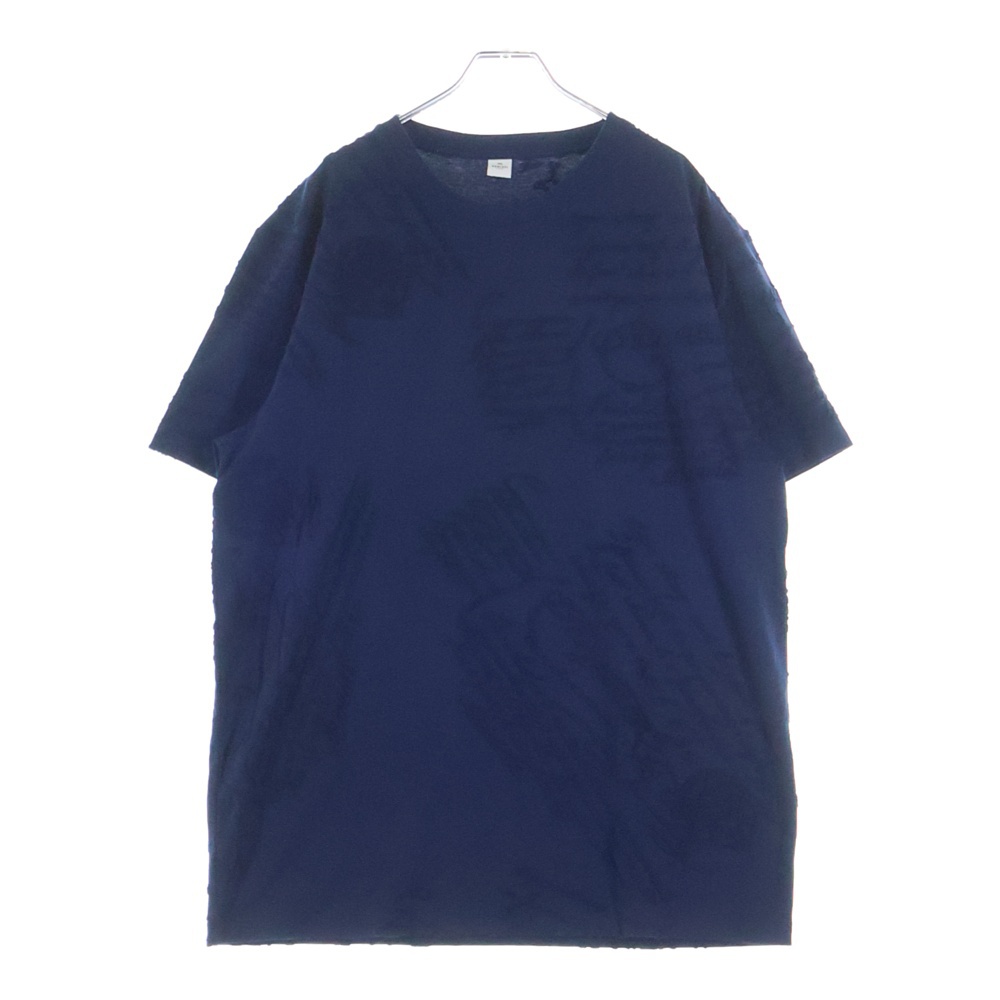 Calligraphy Jacquard Tee カリグラフィ ジャガード クルーネックTシャツ ネイビー Bランク