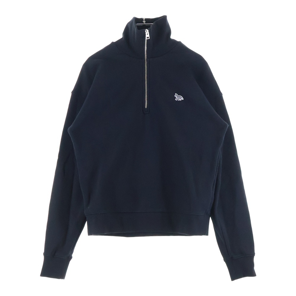 MAISON KITSUNE メゾンキツネ Baby Fox Half Zip Sweat ベイビーフォックスパッチ ハーフジップ スウェットシャツ トレーナー ブラック レディース メゾンキツネ Baby Fox Half Zip Sweat ベイビーフォックスパッチ