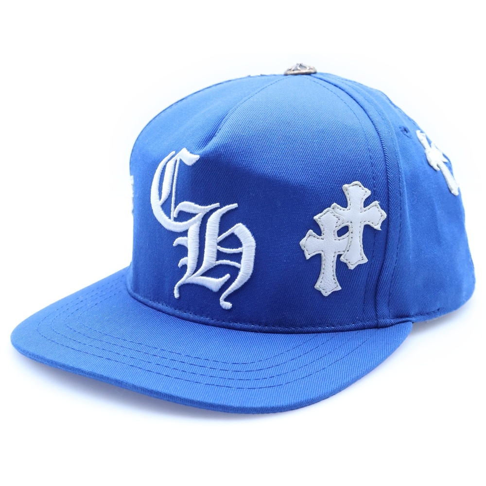 CH HAT CH刺繍 クロスパッチ ベースボールキャップ 帽子 ブルー/ホワイト Bランク