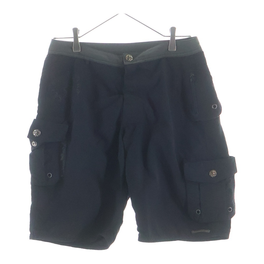 Cargo Swim Shorts クロスボールボタン ナイロン スイムショーツ ハーフパンツ ブラック Bランク