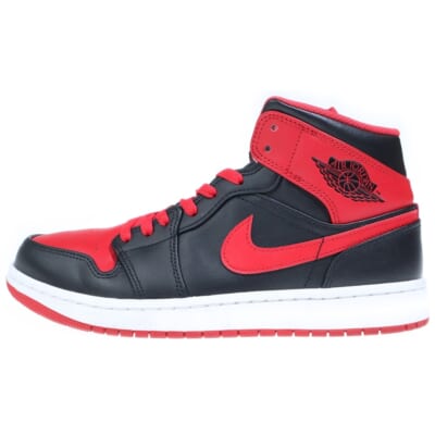 AIR JORDAN 1 MID BRED TOE DQ8426-060 エアジョーダン 1 ブレッド トゥ レザーミッドカットスニーカー シューズ ブラック/レッド US10/28.0cm Aランク