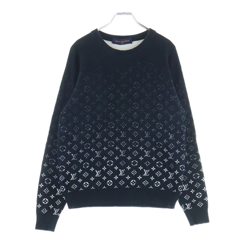 20AW Gradient Monogram Sweat グラディエントモノグラムクルーネック コットンニットセーター ブラック RM211Q USO HKN44W Bランク