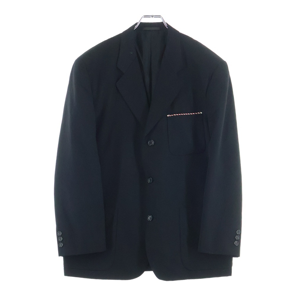 90S VINTAGE ヴィンテージ フロントポケットパイピンク ノッチドラペル 3B シングルテーラードジャケット ブラック HJ-02047S AD1996 Bランク