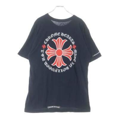 RED PLUS CROSS S/S TEE レッドCHプラス クロスロゴプリント クルーネック半袖Tシャツ カットソー ブラック/レッド Bランク