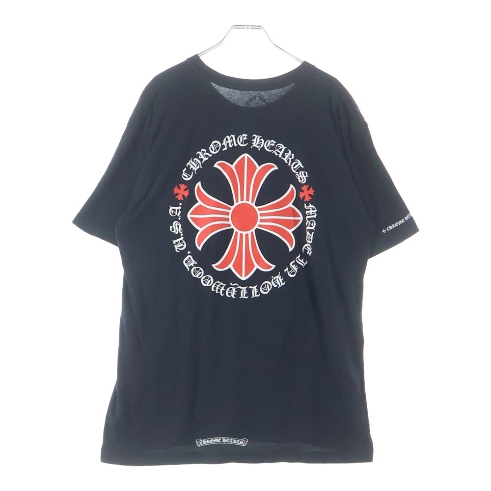 RED PLUS CROSS S/S TEE レッドCHプラス クロスロゴプリント クルーネック半袖Tシャツ カットソー ブラック/レッド Bランク