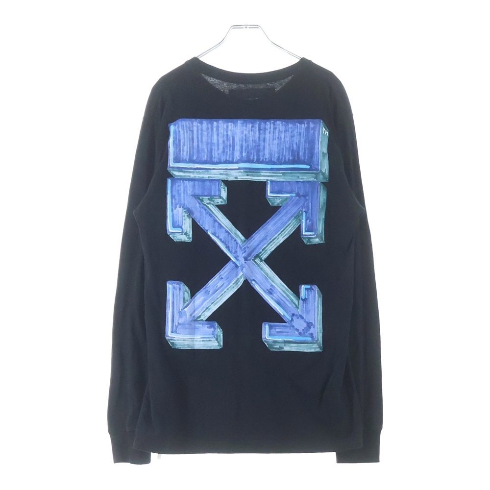 20AW マーカーアローロゴプリント クルーネック 長袖Tシャツ カットソー ブラック OMAB001E20JER003 Bランク