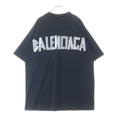 23SS Tape Medium Fit T-Shirt テープロゴ ミディアムフィット クルーネック半袖Tシャツ カットソー ブラック Bランク